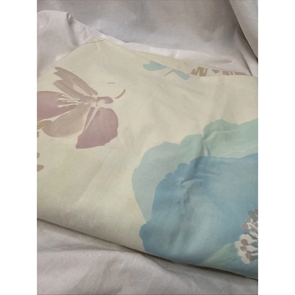 Vintage Springmaid Fitted Sheet Queen Watercolor Pastel Floral 80s Grannycore